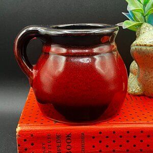 Speckled Ombre Red To Black Pottery Mug Hand Made Wheel Turned Wide Body